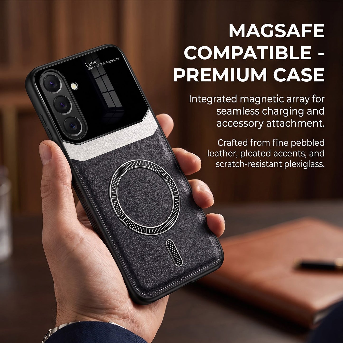 Samsung Galaxy A27 5G Premium Magsafe Magnetic Leather Lens Protective Case