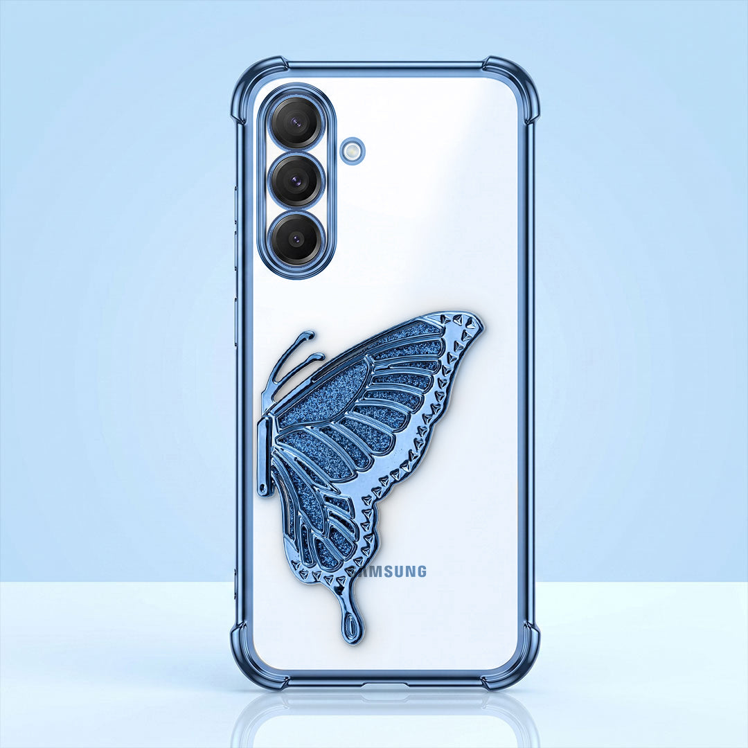 Samsung Galaxy A16 5G Premium Butterfly Glitter Transparent Shockproof Airbag Phone Case
