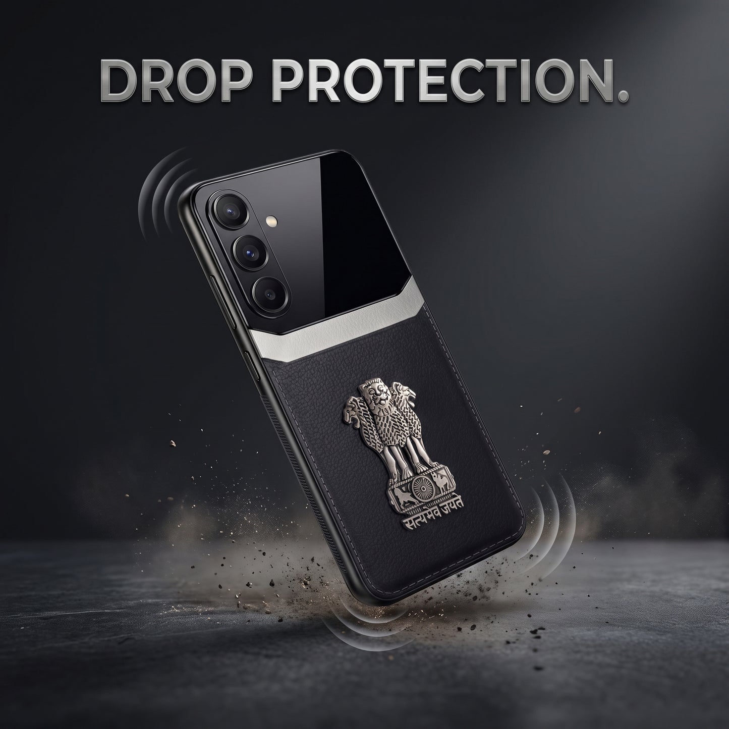 Galaxy A56 Satyamev Jayate 3D Metal Leather Back Case