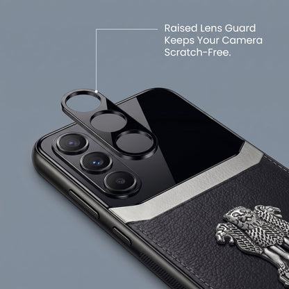 Galaxy A56 Satyamev Jayate 3D Metal Leather Back Case
