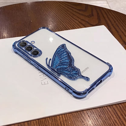 Samsung Galaxy A16 5G Premium Butterfly Glitter Transparent Shockproof Airbag Phone Case
