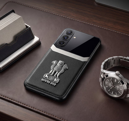 Galaxy A56 Satyamev Jayate 3D Metal Leather Back Case
