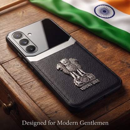 Galaxy A56 Satyamev Jayate 3D Metal Leather Back Case