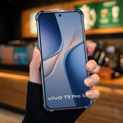 Vivo T5 Pro 5G Original Luxury Magnifier Ring Stand Shockproof Airbags Corner Case