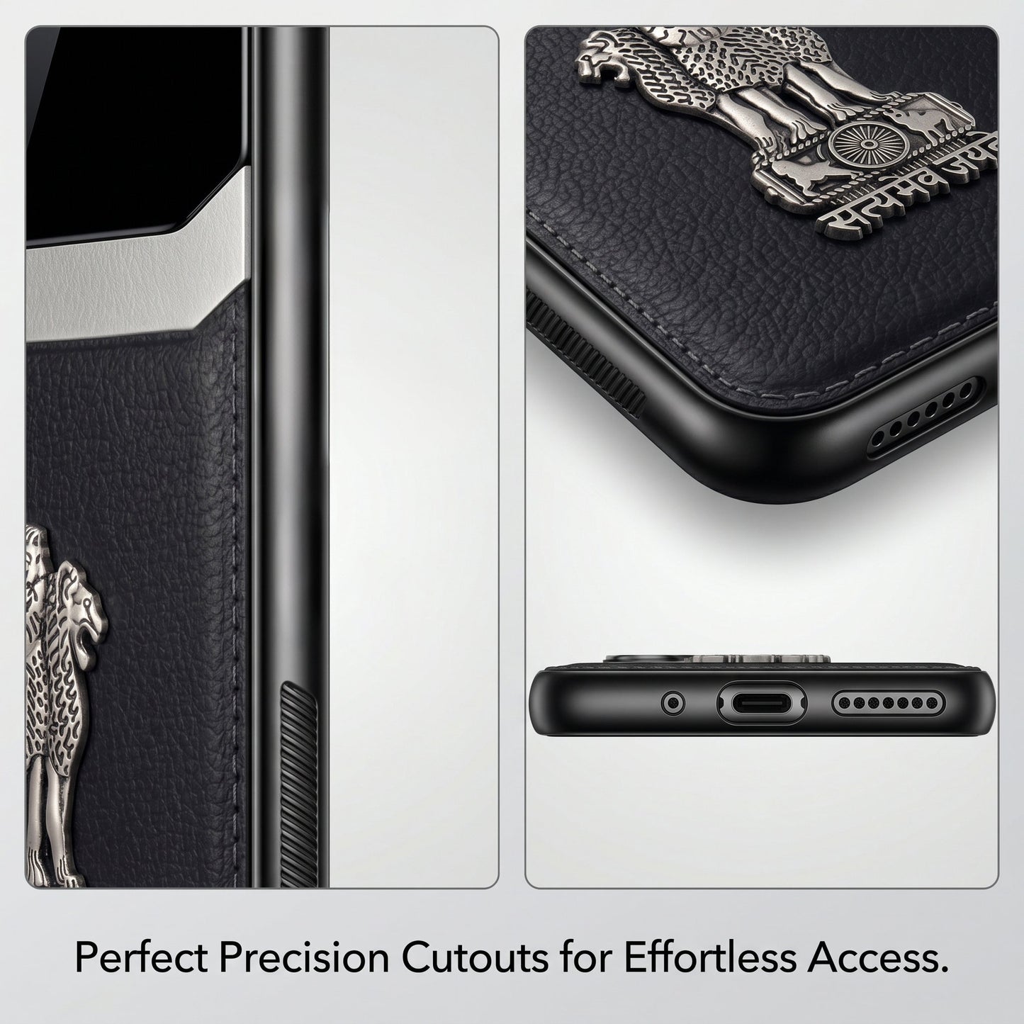 Vivo V50 5G Satyamev Jayate 3D Metal Leather Back Case