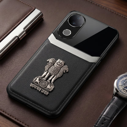 Vivo V50 5G Satyamev Jayate 3D Metal Leather Back Case