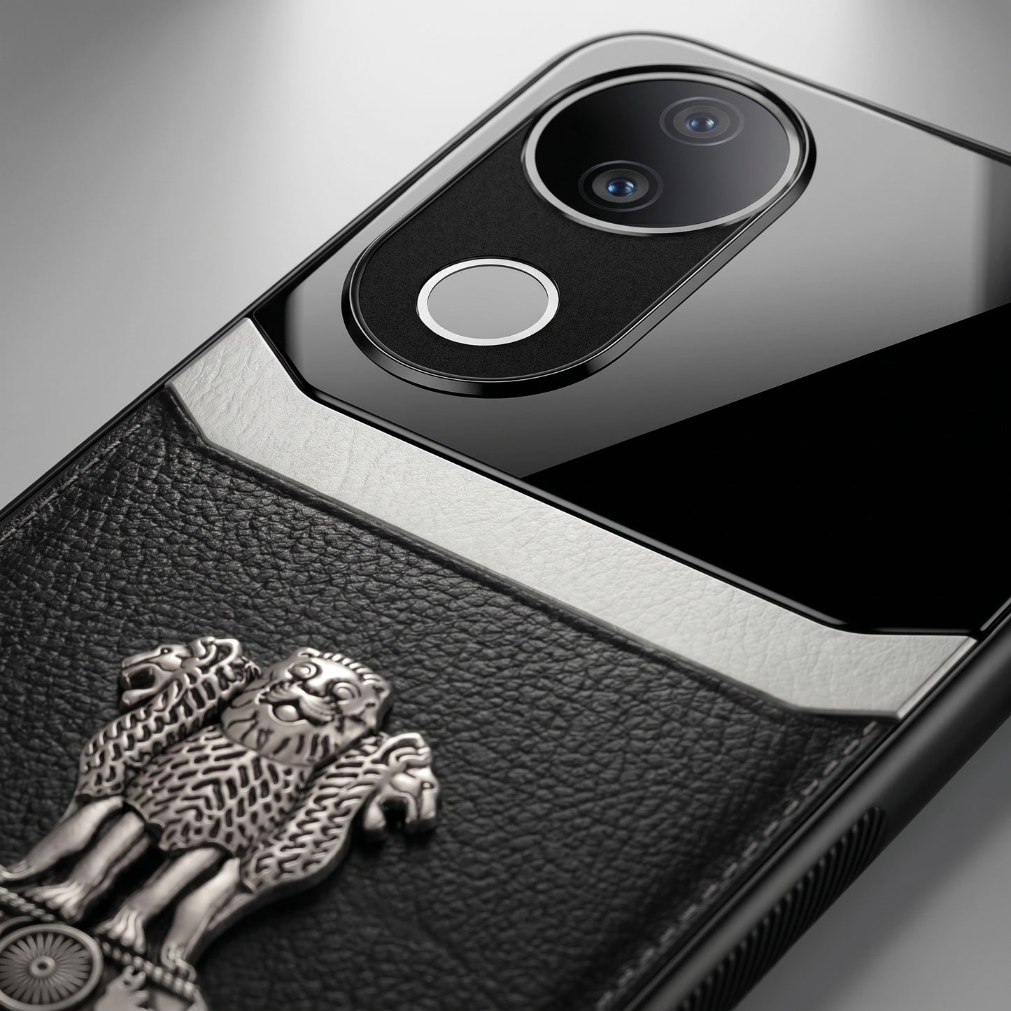Vivo V50 5G Satyamev Jayate 3D Metal Leather Back Case