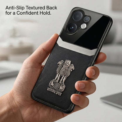 Vivo V60 5G Satyamev Jayate 3D Metal Leather Back Case