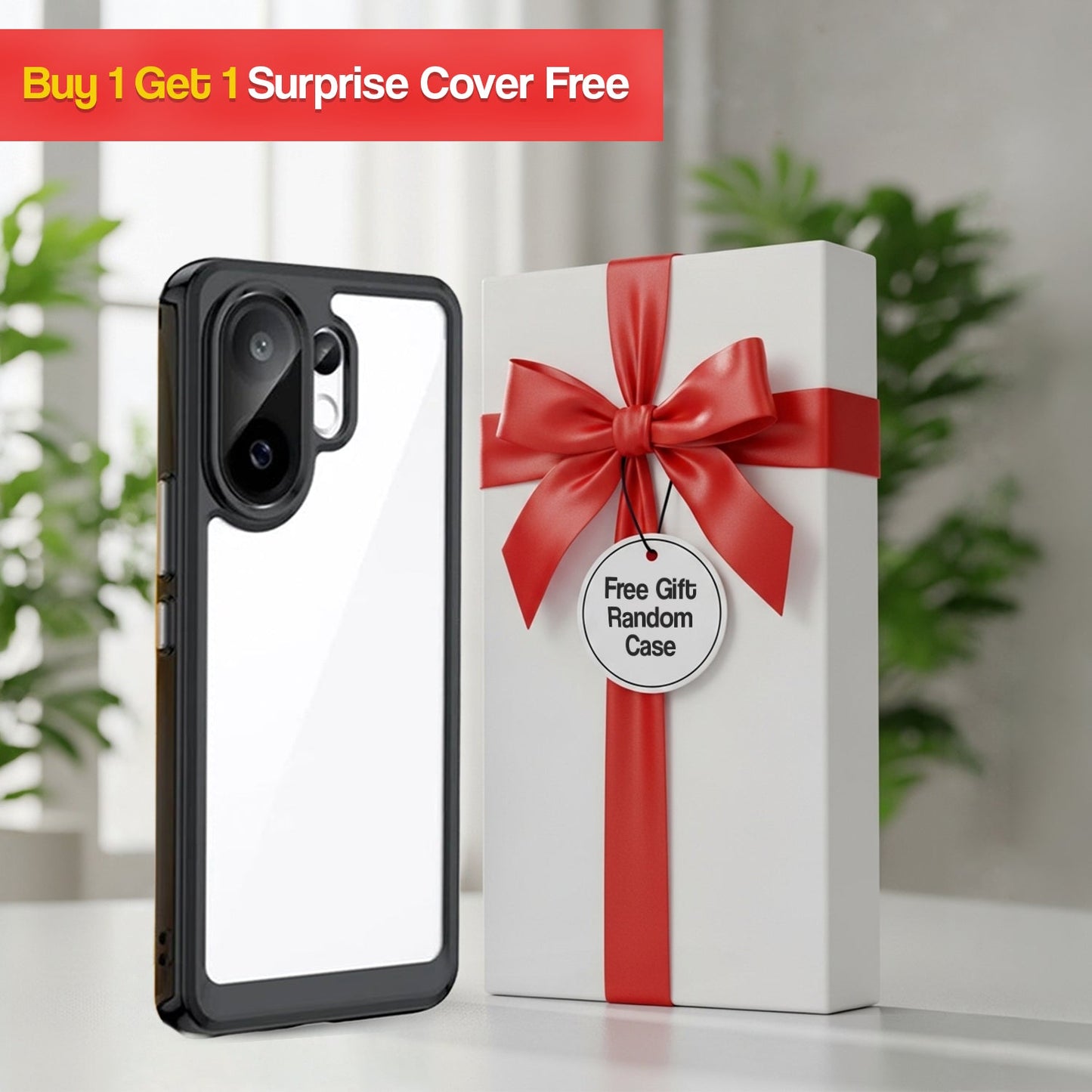 Vivo V60 5G Transparent Acrylic Protective Back Case (Buy 1 Get 1 Surprise Cover)
