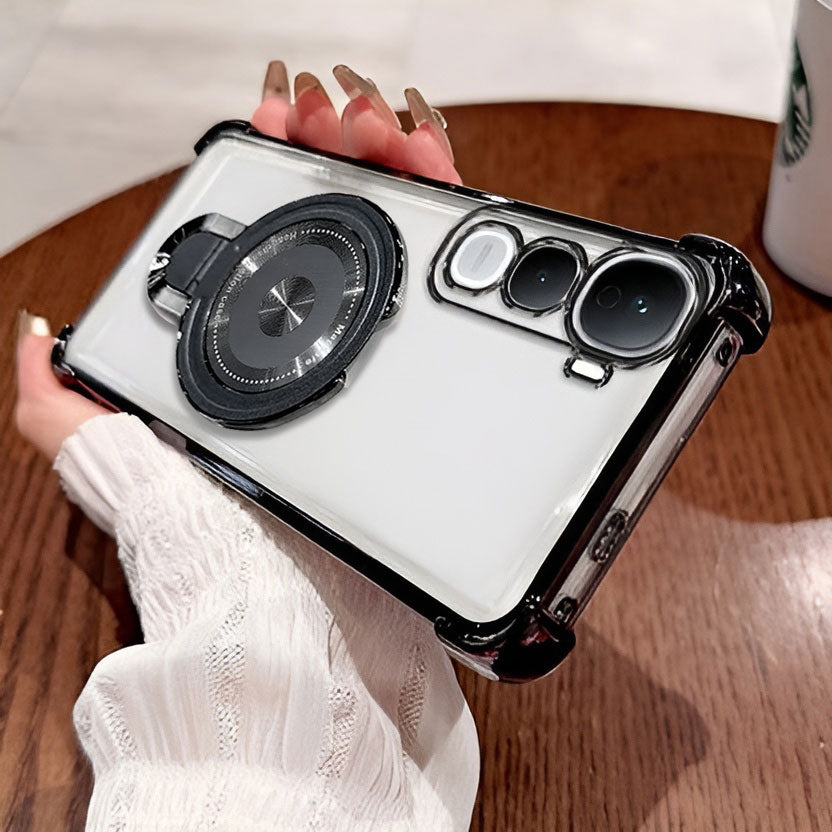 Vivo Y400 Pro 5G Luxury Four Corner Invincible Bracket Ring Stand Case (Buy One Get One Surprise Cover)