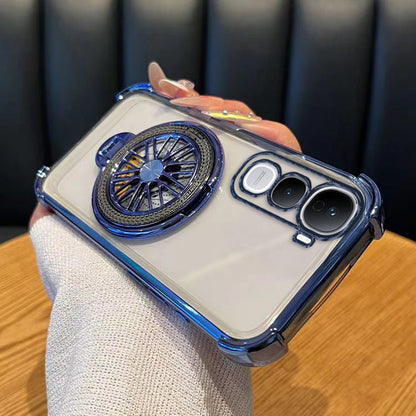 Vivo Y400 Pro 5G Premium Stress Buster Wheel Rotating Shockproof Airbags Case (Buy One Get One Surprise Cover)