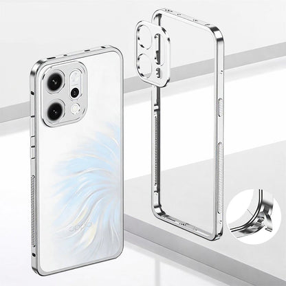 Oppo Reno 14 5G Clear phone case with reflective surface on a white background