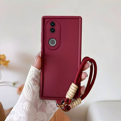 Vivo V50 5G Luxury Silicone Matte Case with Wrist Strap