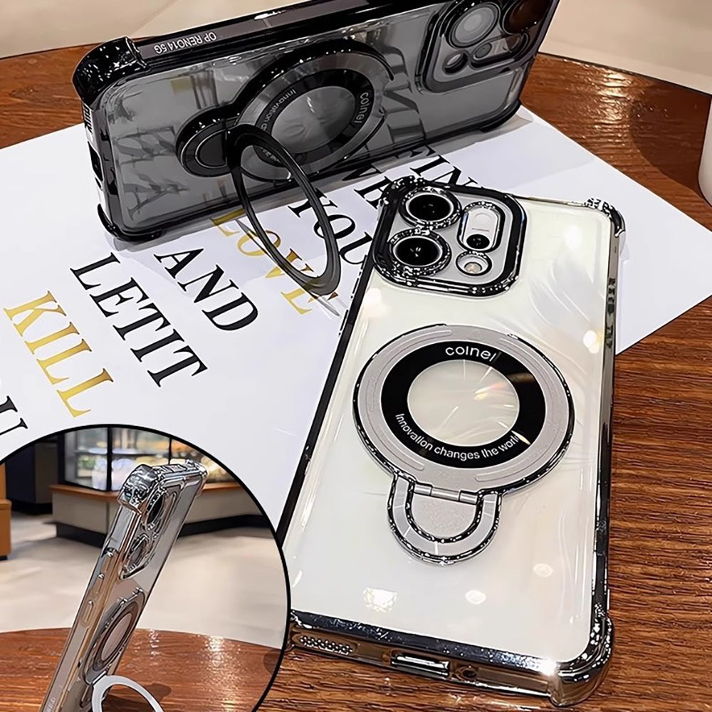 Oppo Reno14 5G Original Luxury Magnifier Ring Stand Shockproof Airbags Corner Case (Buy 1 Get 1 Surprise Cover)