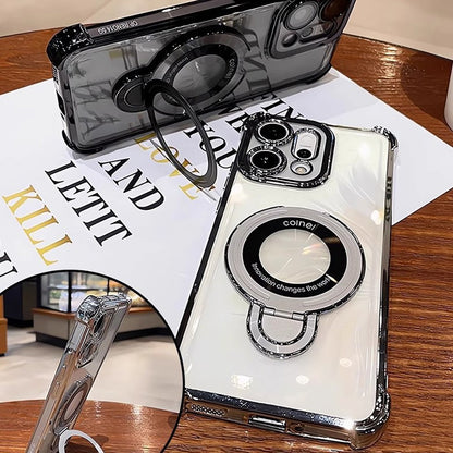 Oppo Reno14 5G Original Luxury Magnifier Ring Stand Shockproof Airbags Corner Case (Buy 1 Get 1 Surprise Cover)