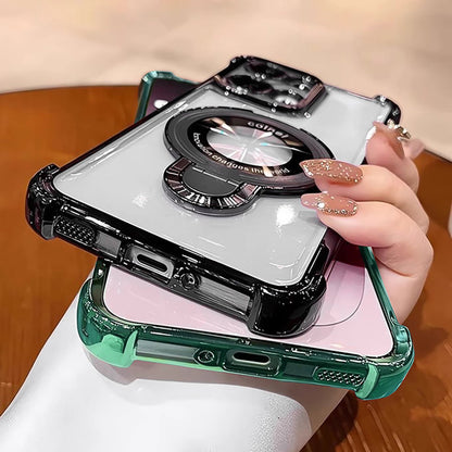 Oppo Reno14 5G Original Luxury Magnifier Ring Stand Shockproof Airbags Corner Case (Buy 1 Get 1 Surprise Cover)