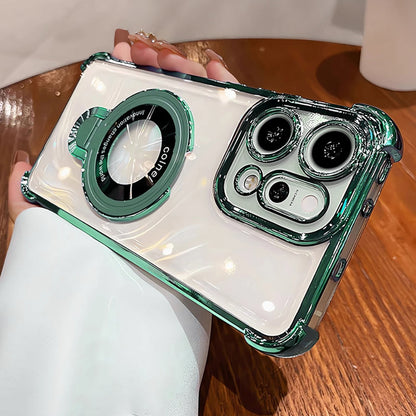 Oppo Reno14 5G Original Luxury Magnifier Ring Stand Shockproof Airbags Corner Case (Buy 1 Get 1 Surprise Cover)