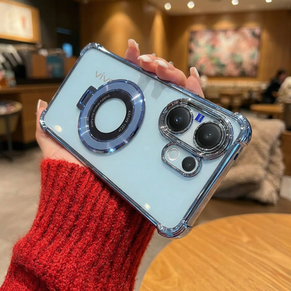 Vivo V60 5G Original Luxury Magnifier Ring Stand Shockproof Airbags Corner Case (Buy 1 Get 1 Surprise Cover)