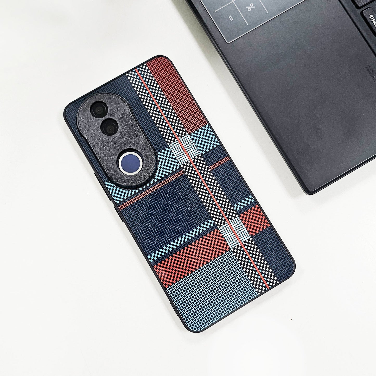 Vivo V50 5G Luxury Grid Pattern Glass Back Shockproof Case