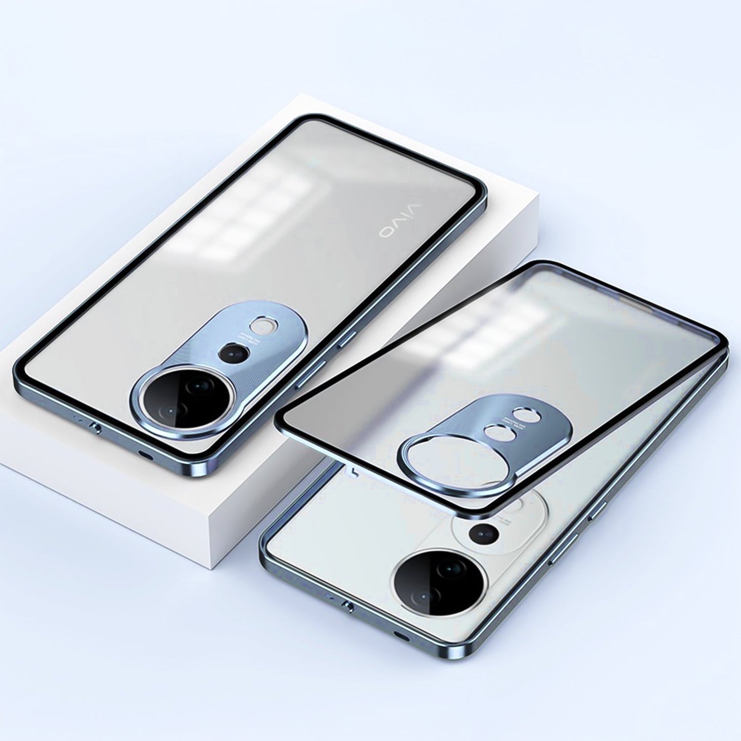 Vivo V40 Pro 5G Aluminium Metal Bumper Shield Transparent Back Case