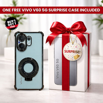 Vivo V60 5G Original Luxury Magnifier Ring Stand Shockproof Airbags Corner Case (Buy 1 Get 1 Surprise Cover)
