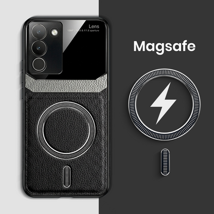 Vivo Y200 5G Premium Magsafe Magnetic Leather Lens Protective Case